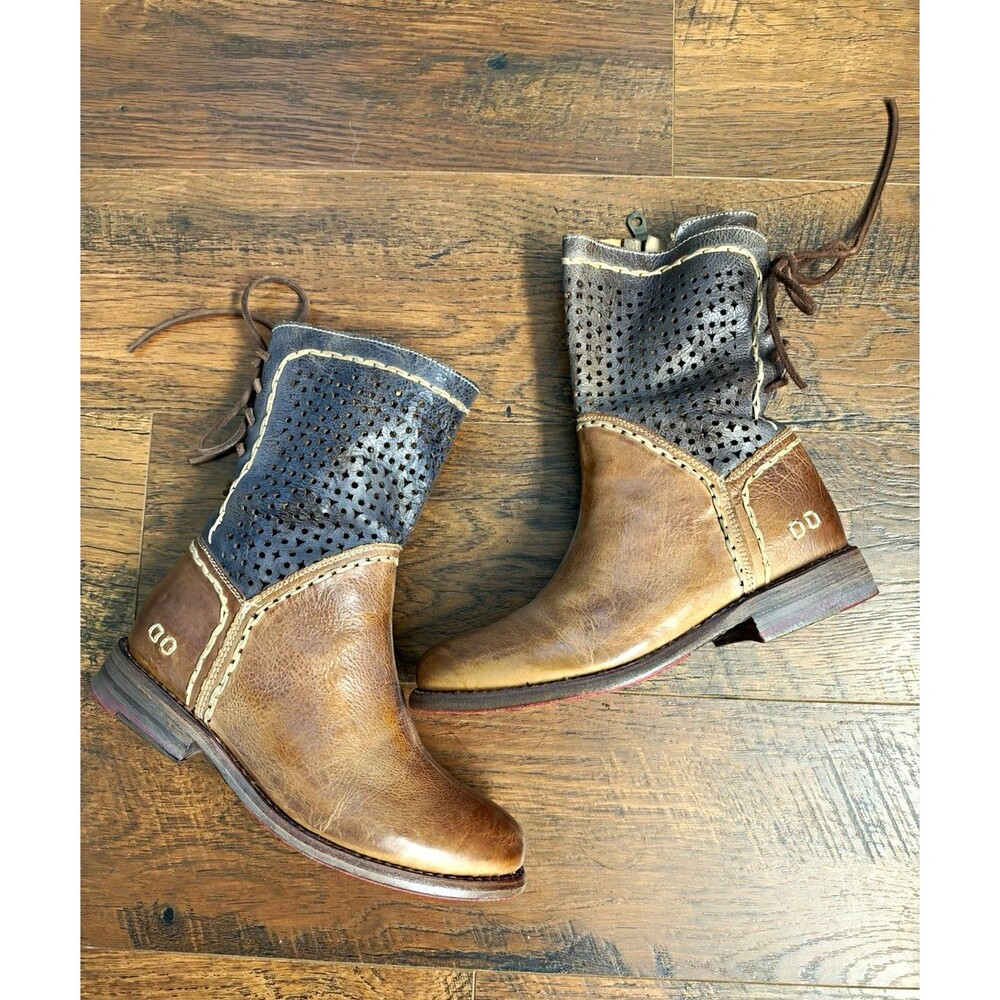 Bed Stu Cobbler Cheshire Women’s Leather Mid-Calf  Side Zip Boots Tan/Taupe 6.5